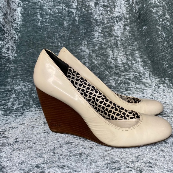 Coach Shoes - Coach Dorelle Wedge Pumps Cream size 10B